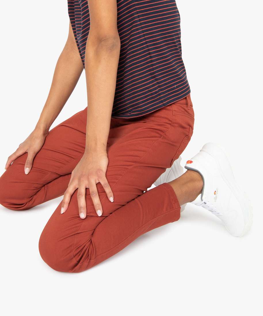 pantalon femme jegging colore a taille elastique orange pantalons