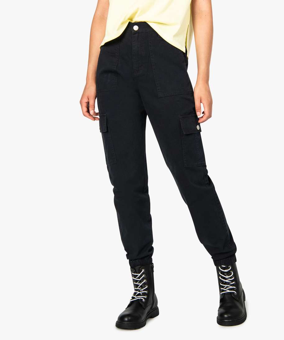 pantalon cargo femme en toile noir pantalons femme