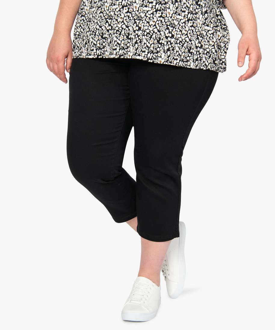 pantacourt femme 5 poches en coton stretch uni noir pantacourts et