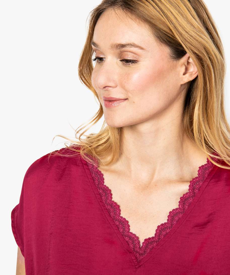 Blouse dentelle rouge outlet