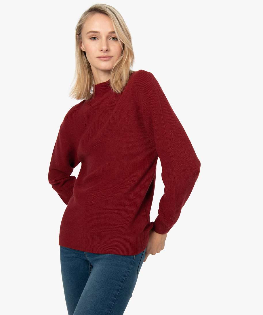 pull femme fin en maille fantaisie rouge pulls femme