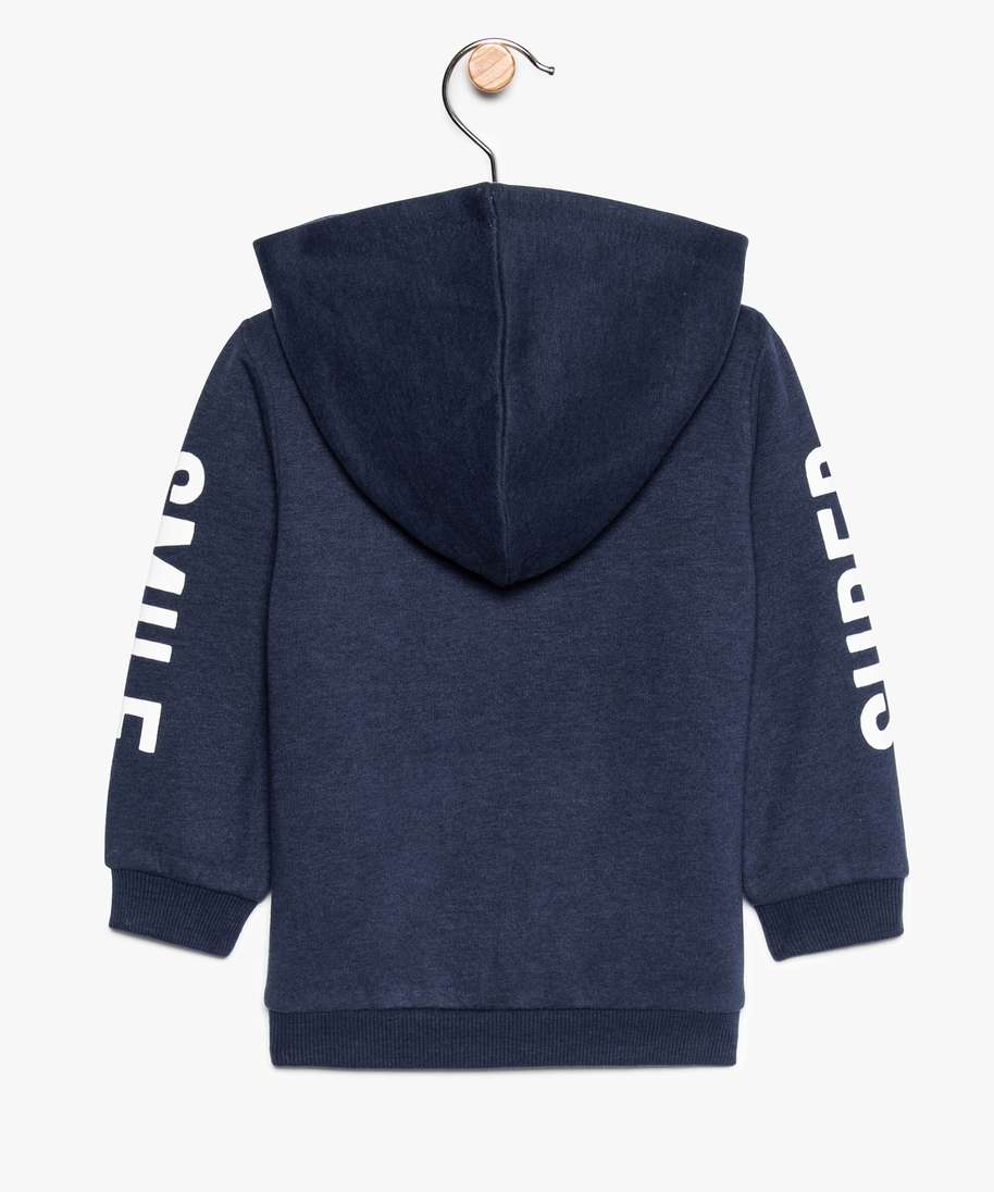 sweat bebe garcon zippe a capuche en molleton doux bleu bebe | G??MO