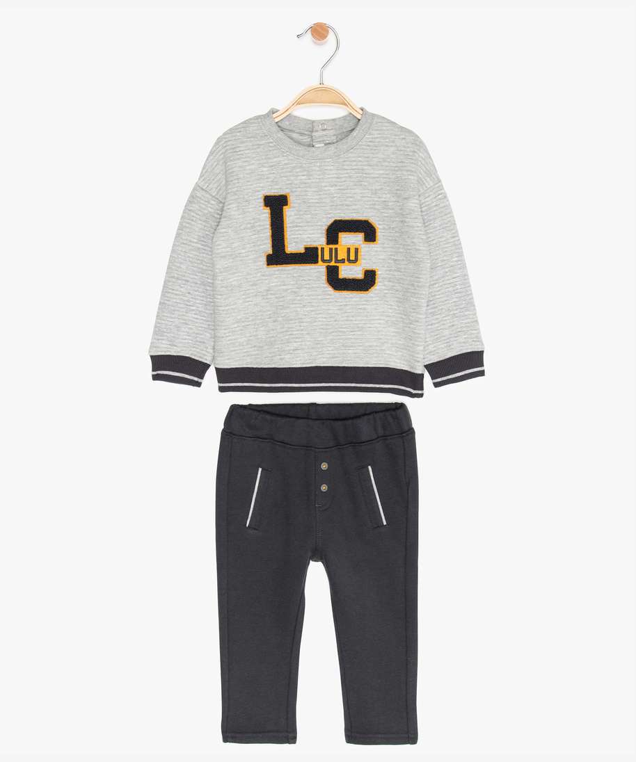 ensemble bebe garcon 2 pieces sweat jogger lulu castagnette gris