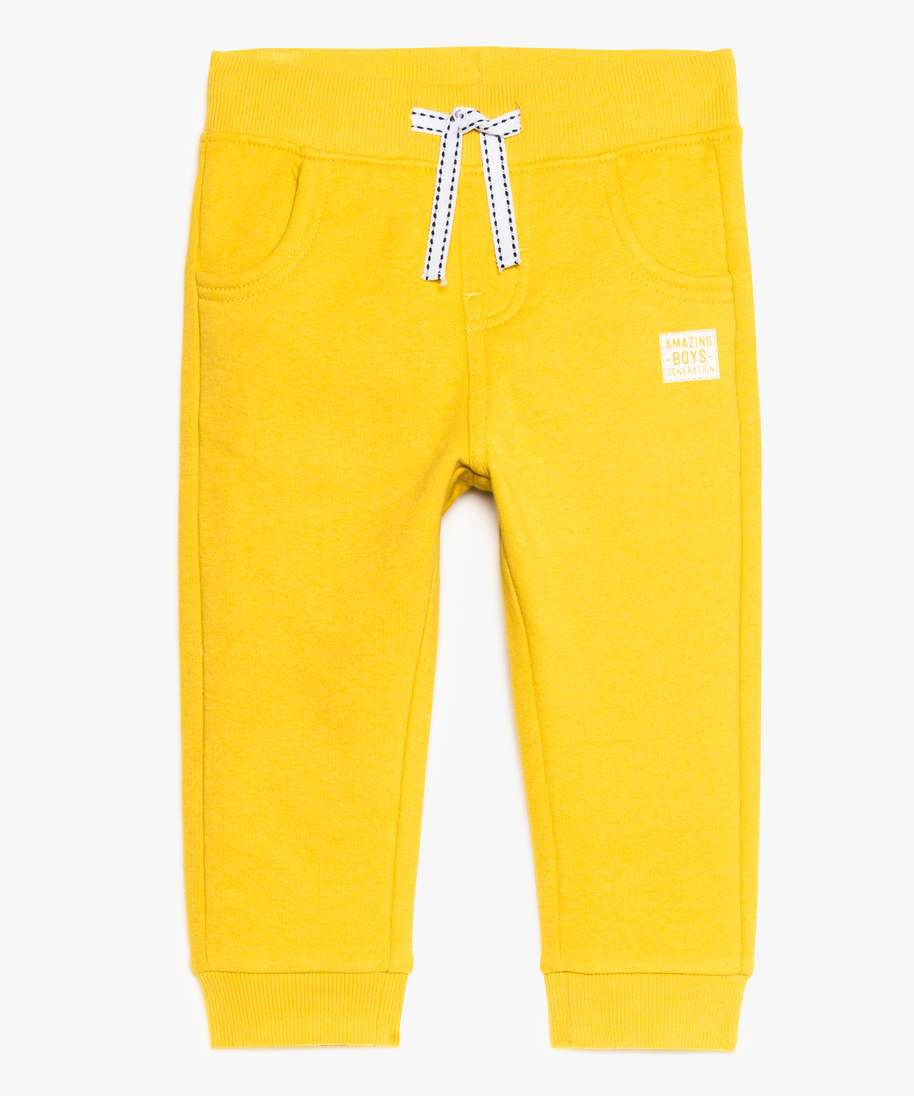 jogging bebe garcon en molleton doux et taille elastique jaune joggings bebe