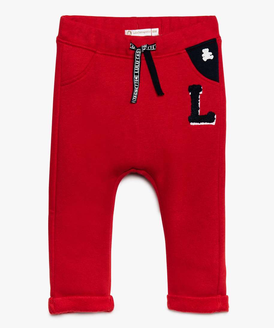pantalon de jogging bebe garcon en molleton - lulu castagnette rouge  joggings bebe