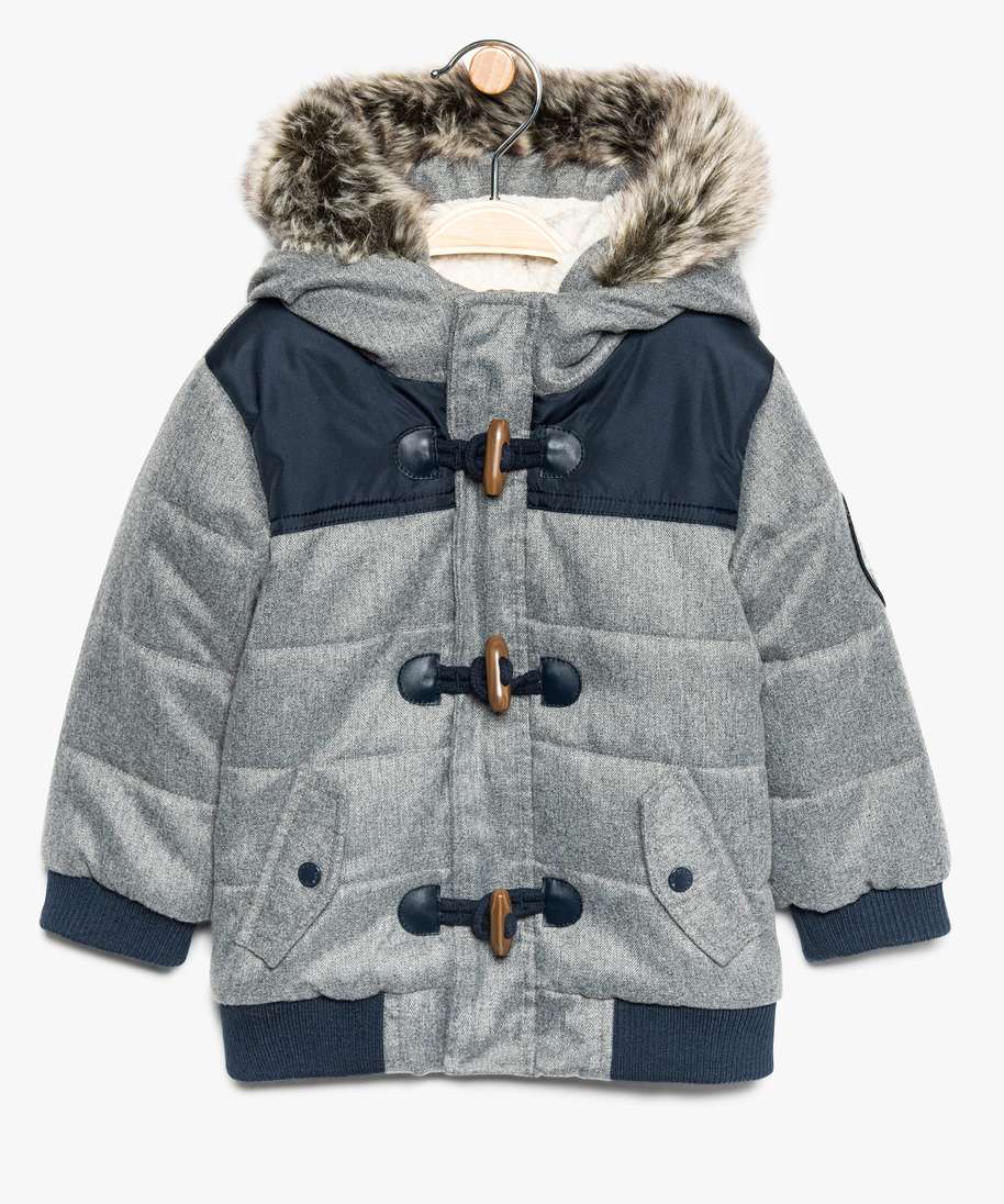 manteau bebe garcon a doublure chaude en polyester recycle gris