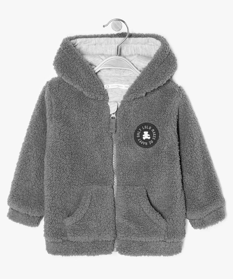 gilet bebe garcon en matiere peluche - lulu castagnette gris bebe | GÉMO