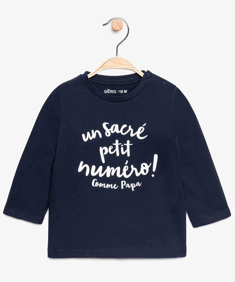 Gemo Vetements Garcon Tee Shirt Bebe Garcon A Manches Longues Avec Message Bleu Bebe Gemo Gemo Vetements Garcon Tee Shirt Bebe Garcon A Manches Longues Avec Message Bleu Bebe Gemo