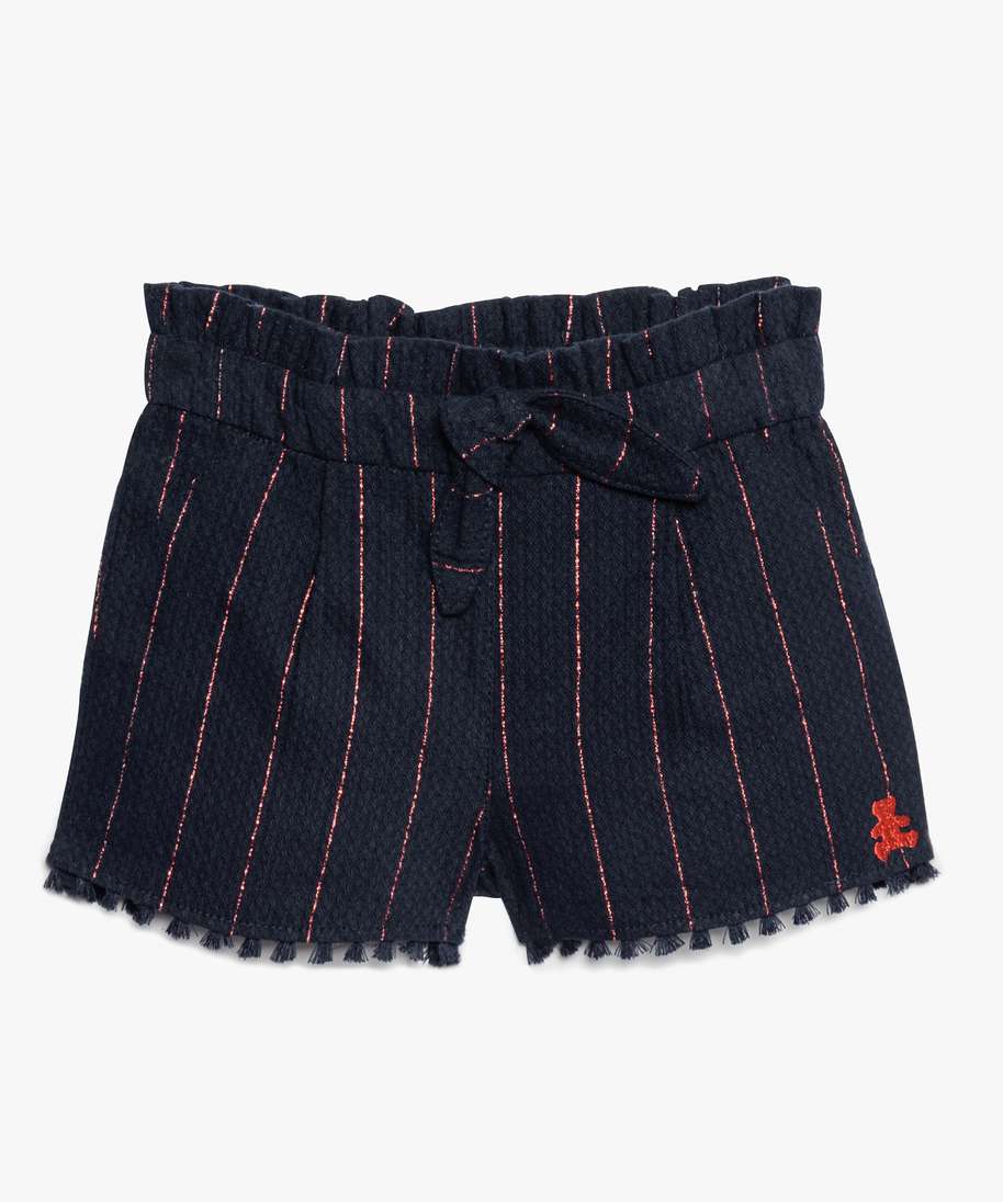 Gemo Vetements Fille Short Bebe Fille A Rayures Metallisees Lulu Castagnette Bleu Bebe Gemo
