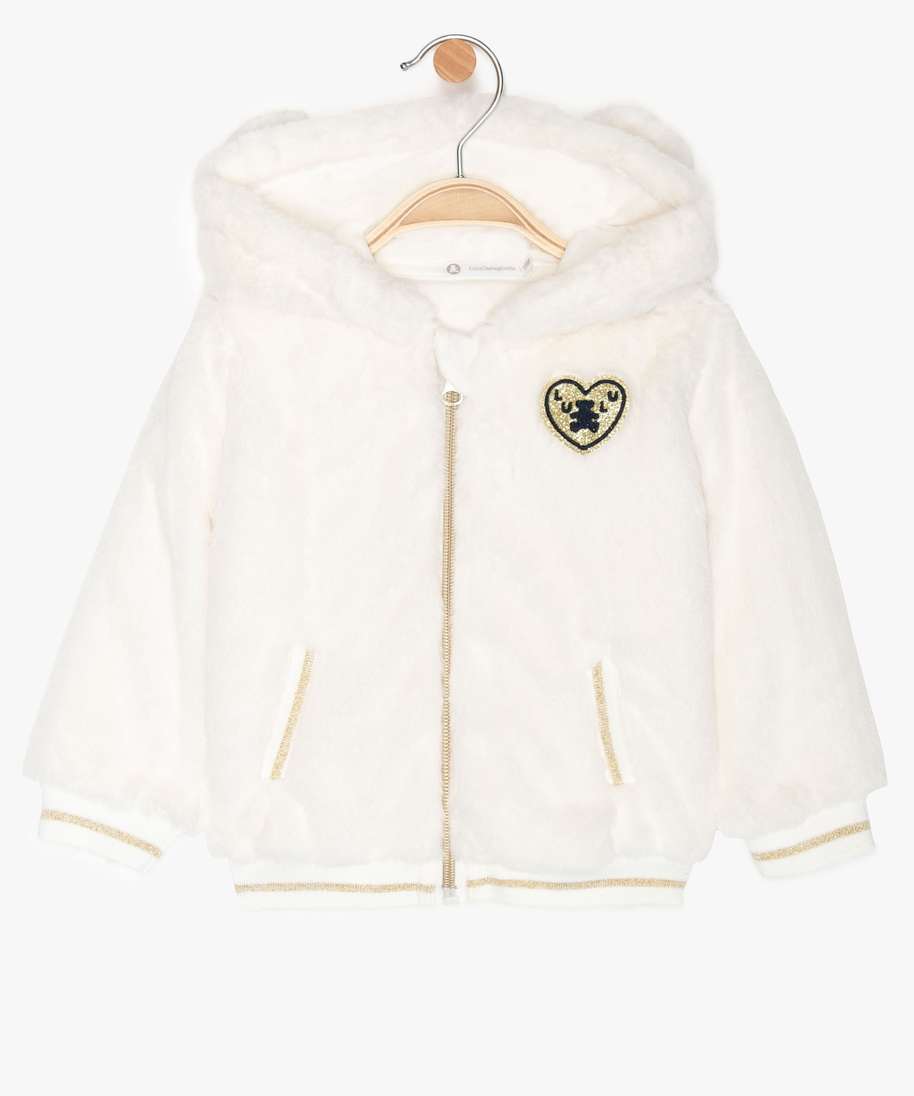 gilet fille extra doux avec capuche - lulu castagnette blanc bebe | GÉMO