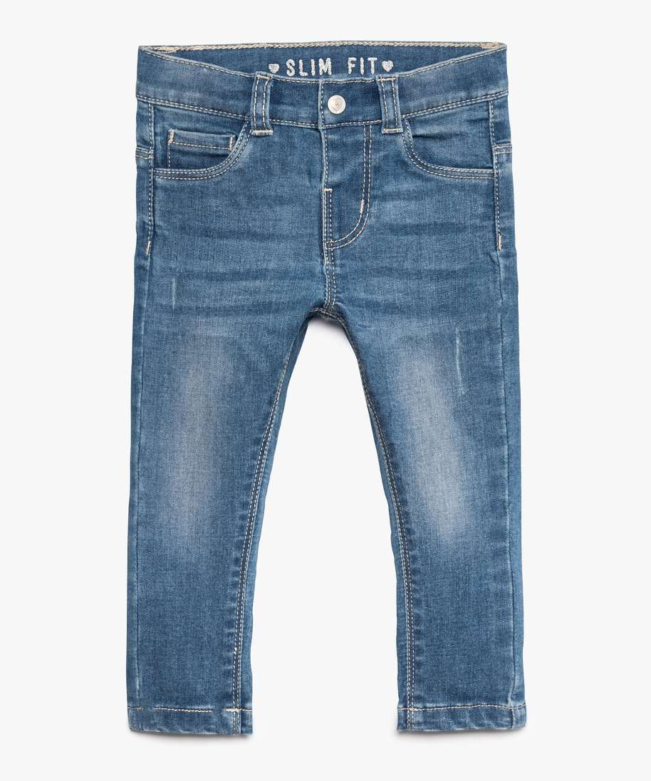 jean bebe fille coupe slim compose de matieres recyclees gris pantalons et jeans