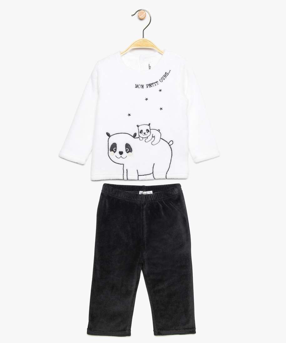 pyjama bebe 2 pieces en velours motif panda blanc pyjamas 2 pieces bebe GEMO