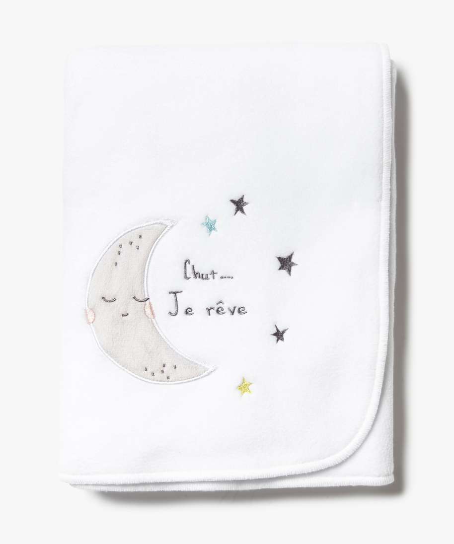 Gemo Puericulture Couverture Bebe En Maille Polaire Avec Motif Lune Brode Blanc Bebe Gemo Gemo Puericulture Couverture Bebe En Maille Polaire Avec Motif Lune Brode Blanc Bebe Gemo
