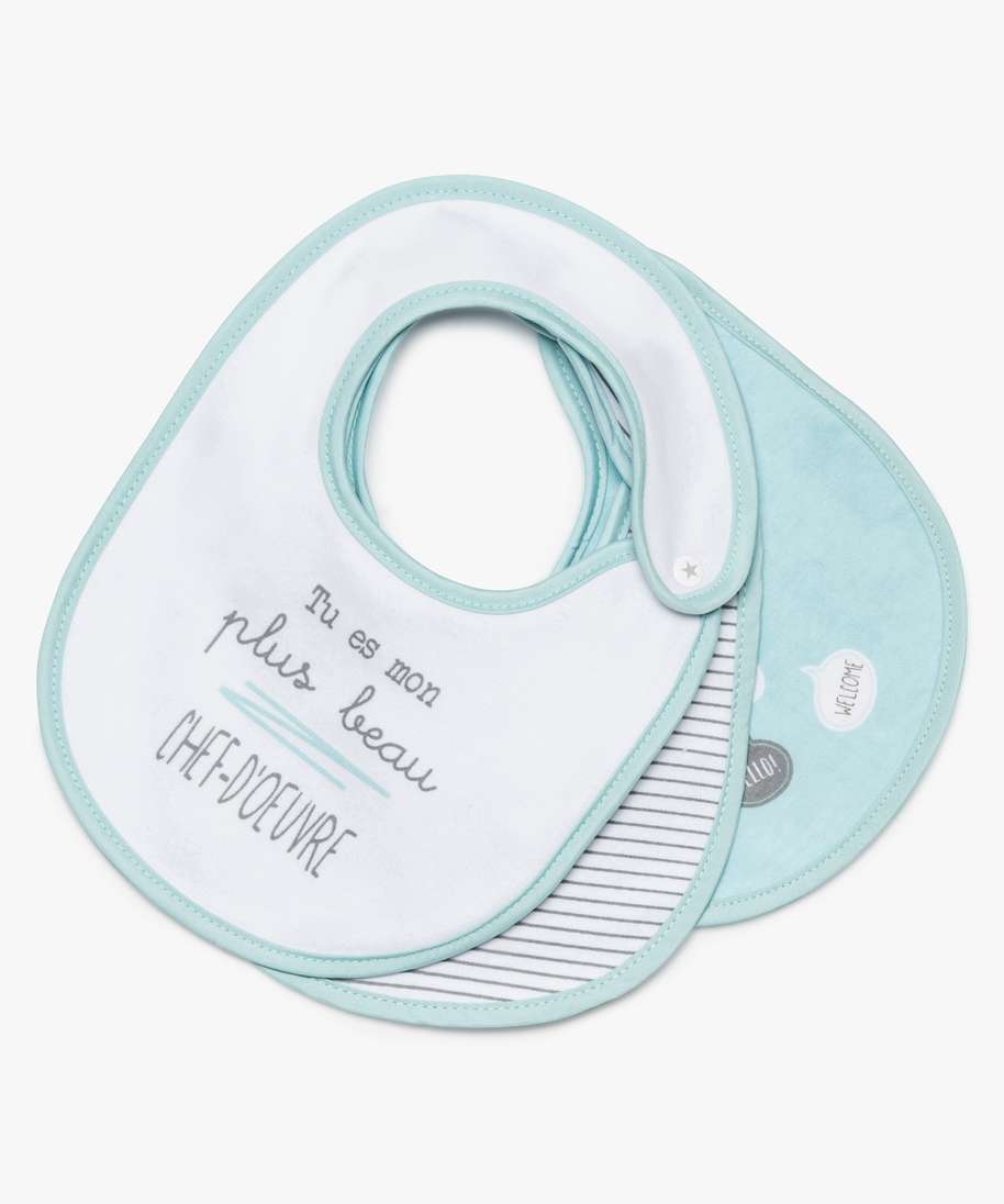 bavoir bebe garcon avec fermeture pression (lot de 3) blanc