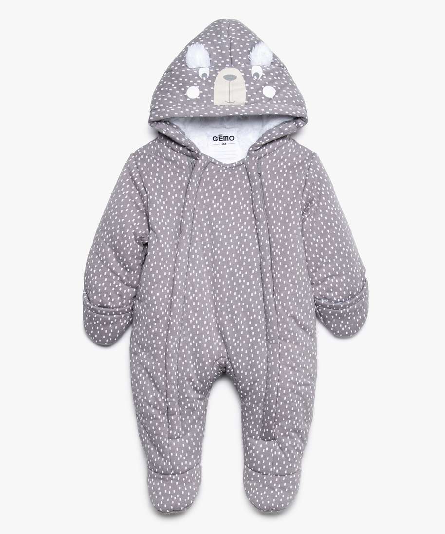 combinaison pilote bebe mixte avec capuche et moufles multicolore