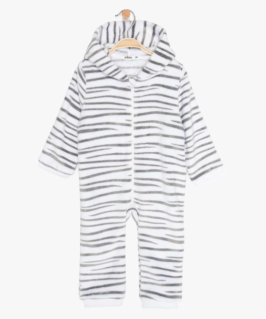 Gemo Vetements Garcon Combinaison Bebe Zippee Motif Zebre Blanc Bebe Gemo