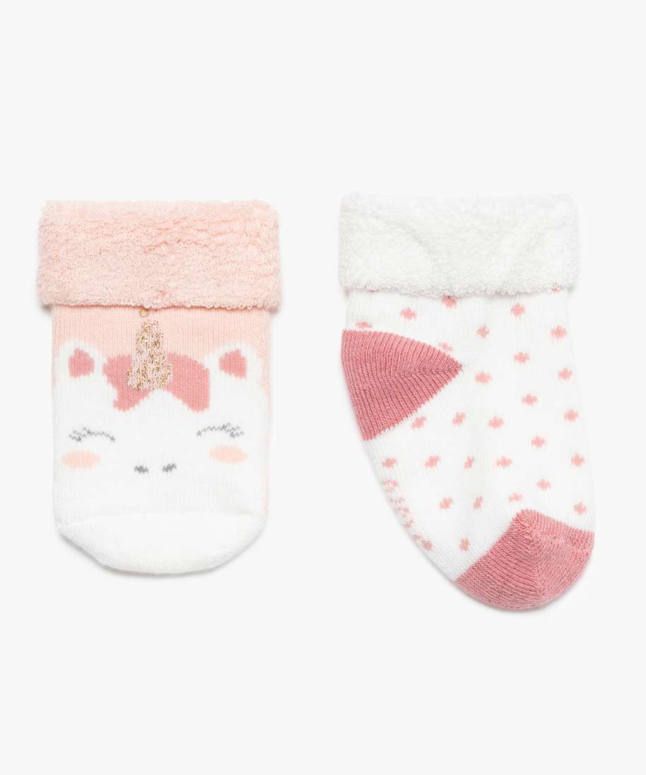 Gemo Vetements Fille Chaussettes Bebe Fille Tissu Bouclette En Coton Bio Lot De 2 Rose Chaussettes Bebe Gemo