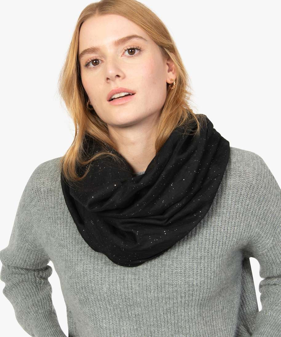foulard femme snood paillete en polyester recycle noir autres