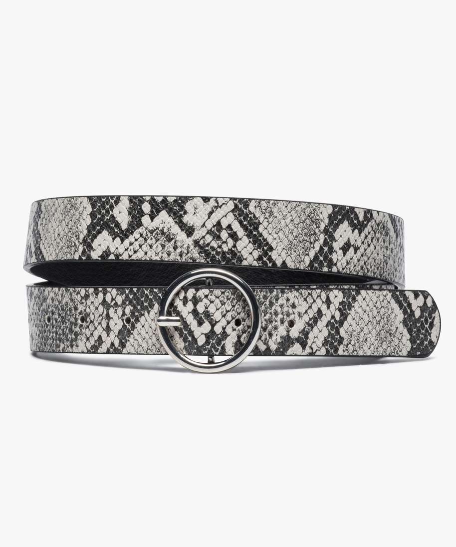 ceinture femme a motifs imitation python et boucle ronde beige femme | GÉMO
