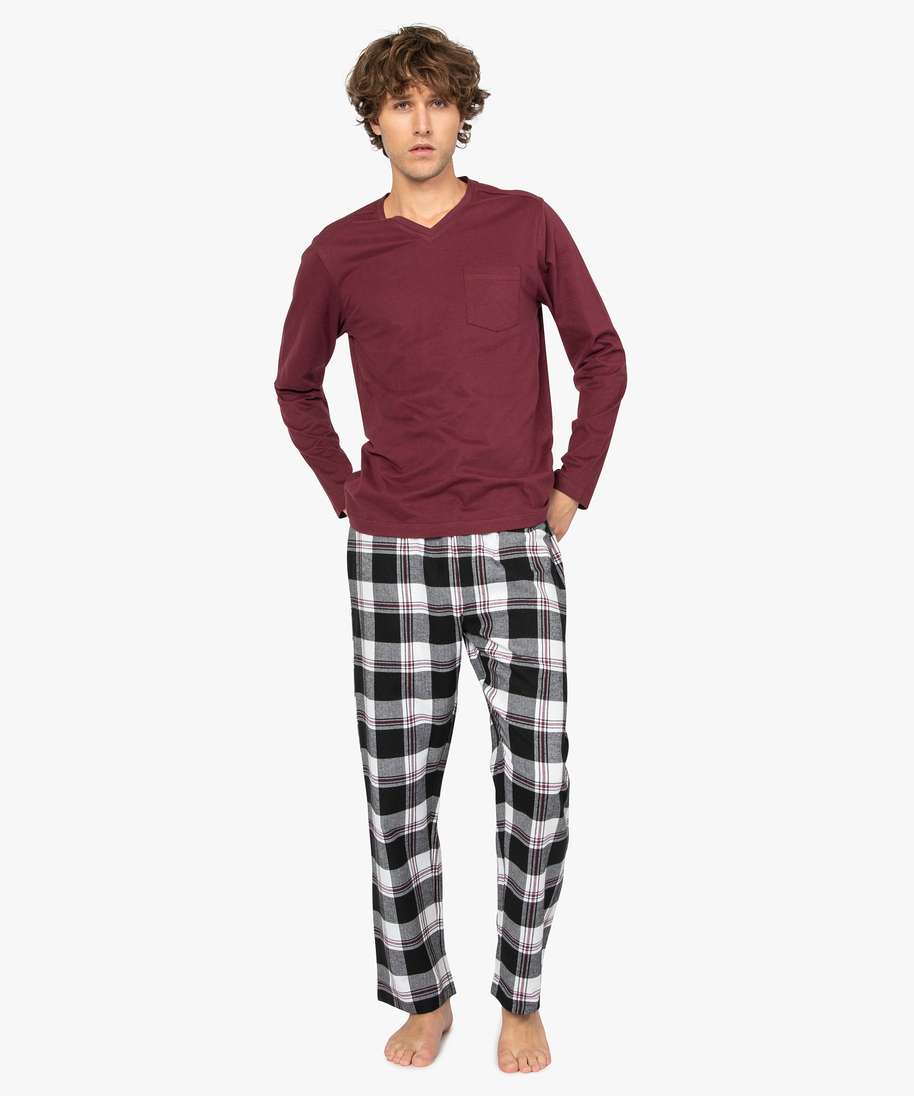 pyjama homme bicolore avec col v violet homme GEMO