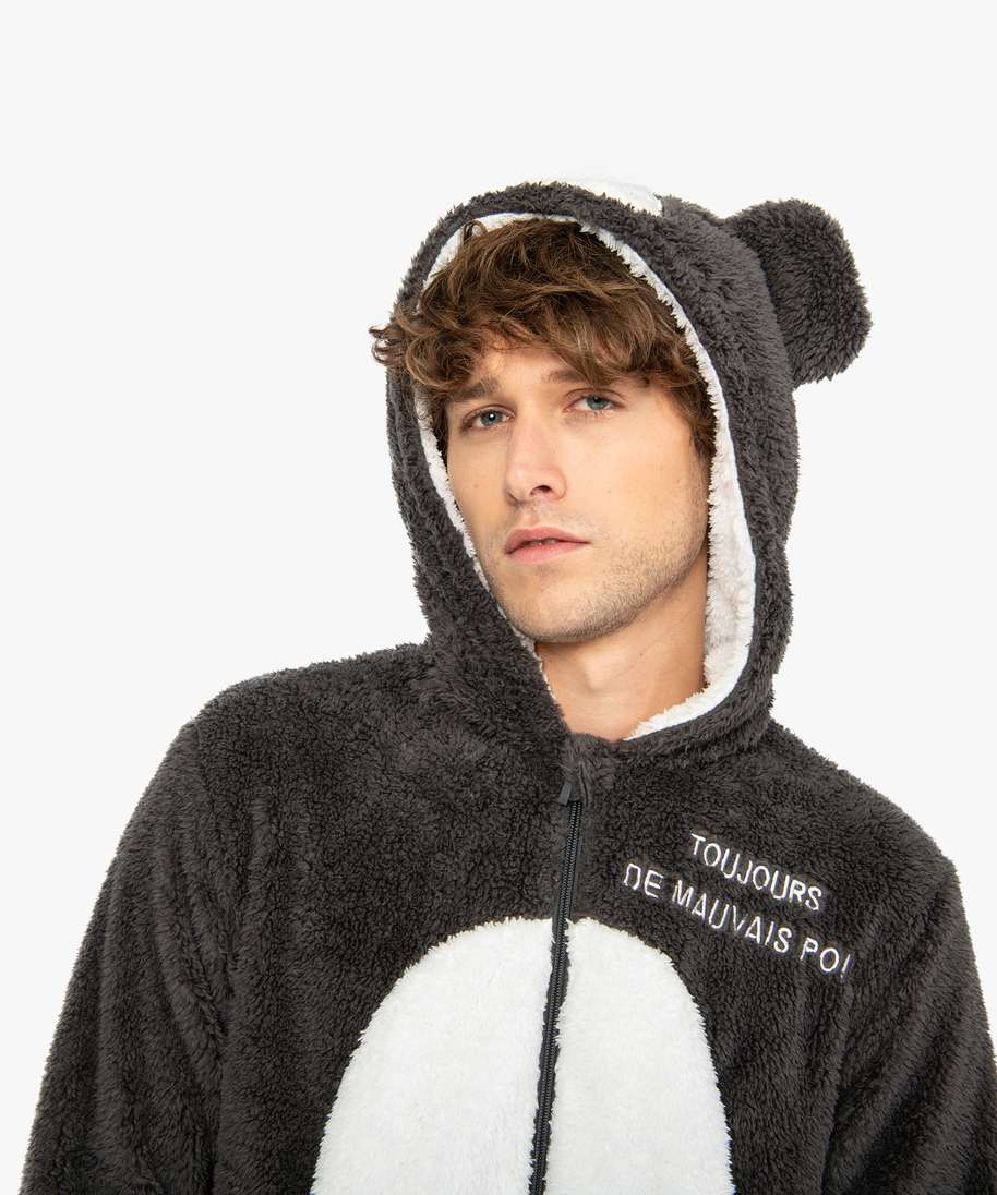 combinaison homme en maille peluche avec motif ours gris pyjamas et peignoirs homme GEMO