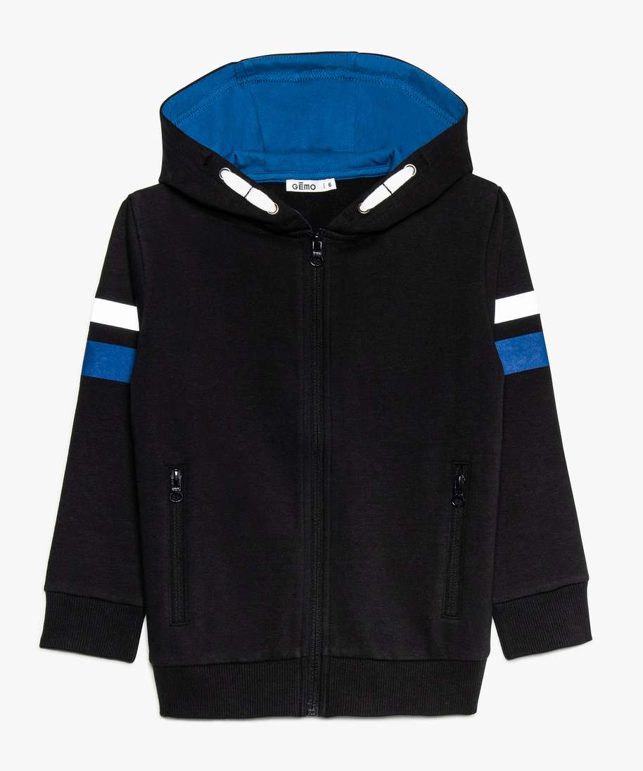 sweat garcon zippe a capuche et bandes reflechissantes noir sweats ...