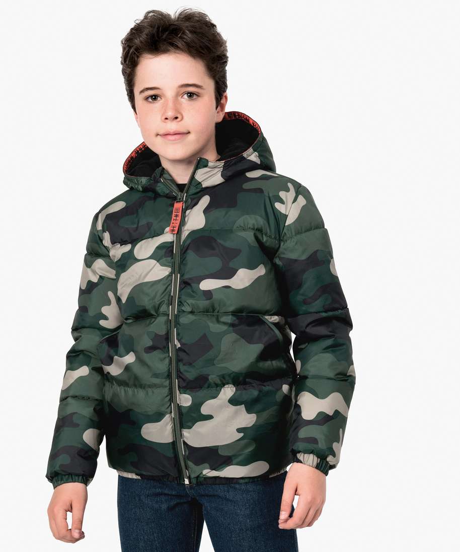 Parka à capuche doublée polaire garçon - vert, Garçon