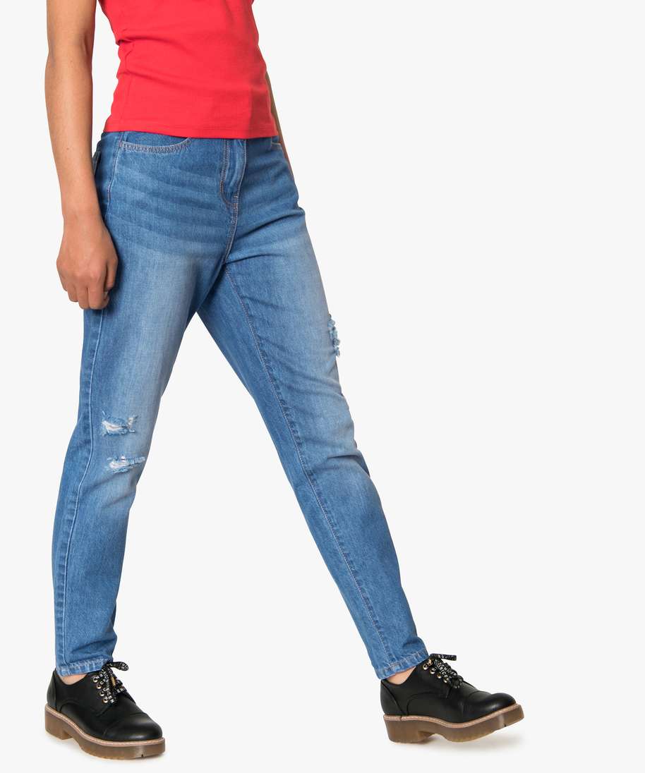 Gemo Fille Vêtements Pantalons & Jeans Jeans Coupe droite Jean fille regular à taille haute et finition bord-franc 