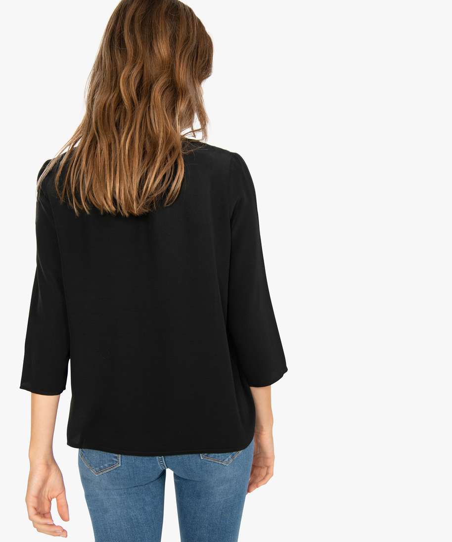 blouse femme a manches longues avec dentelle noir blouses femme GÉMO