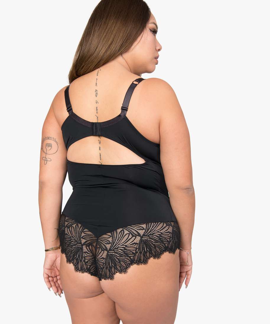 body femme microfibre et dentelle gemo x lalaa misaki noir sous vetements femme GEMO