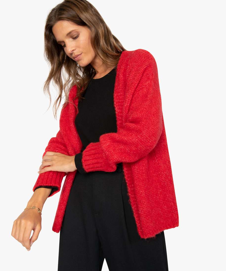 gilet femme long rouge