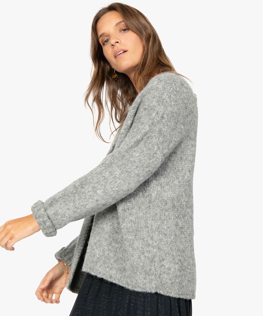 gilet laine gris femme