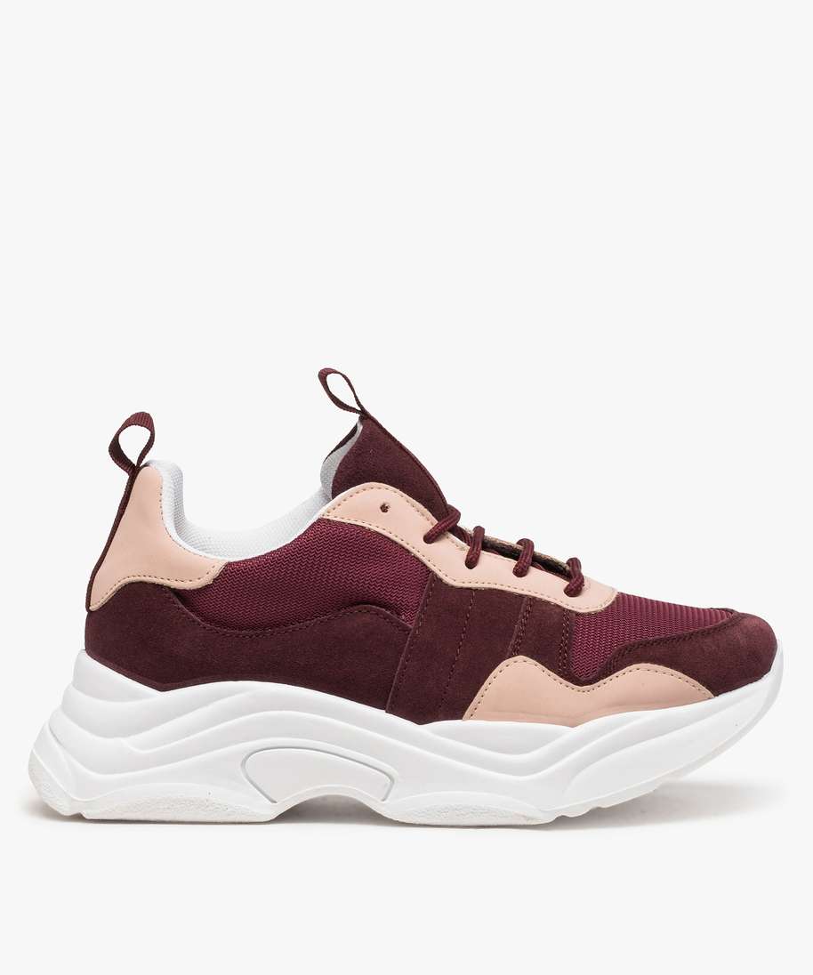 baskets femme multicolores a semelle epaisse dad shoes rouge baskets et tennis femme GEMO