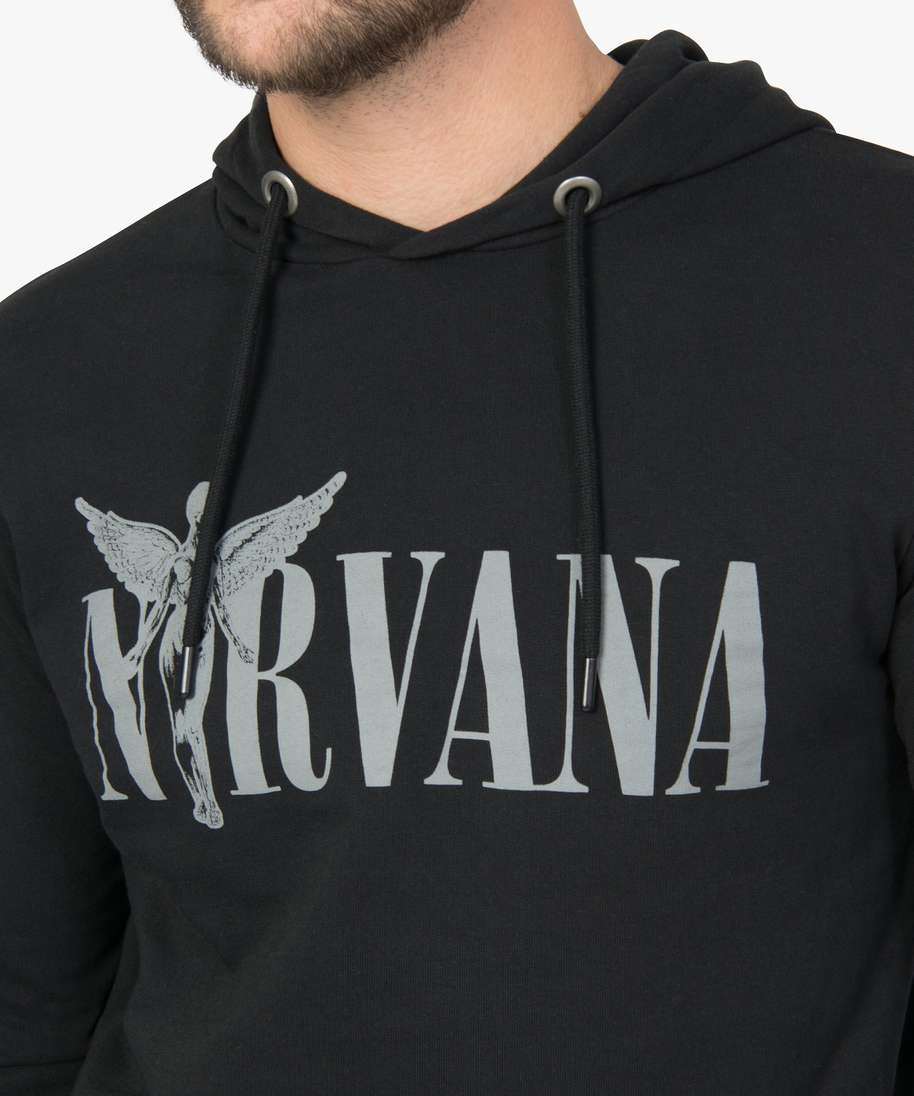 Sweat Capuche Homme Sweat-shirt Nirvana Nevermind Smile - Coupe Standard, Noir, Unisexe Vêtement Musique Grunge