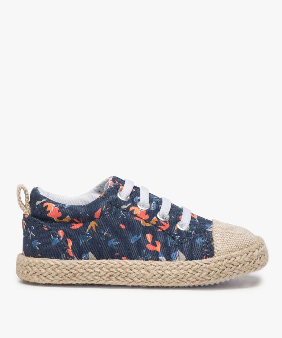 Gemo Chaussures Fille Tennis Bebe Fille En Toile De Coton Bio Bleu Baskets Et Tennis Bebe Gemo