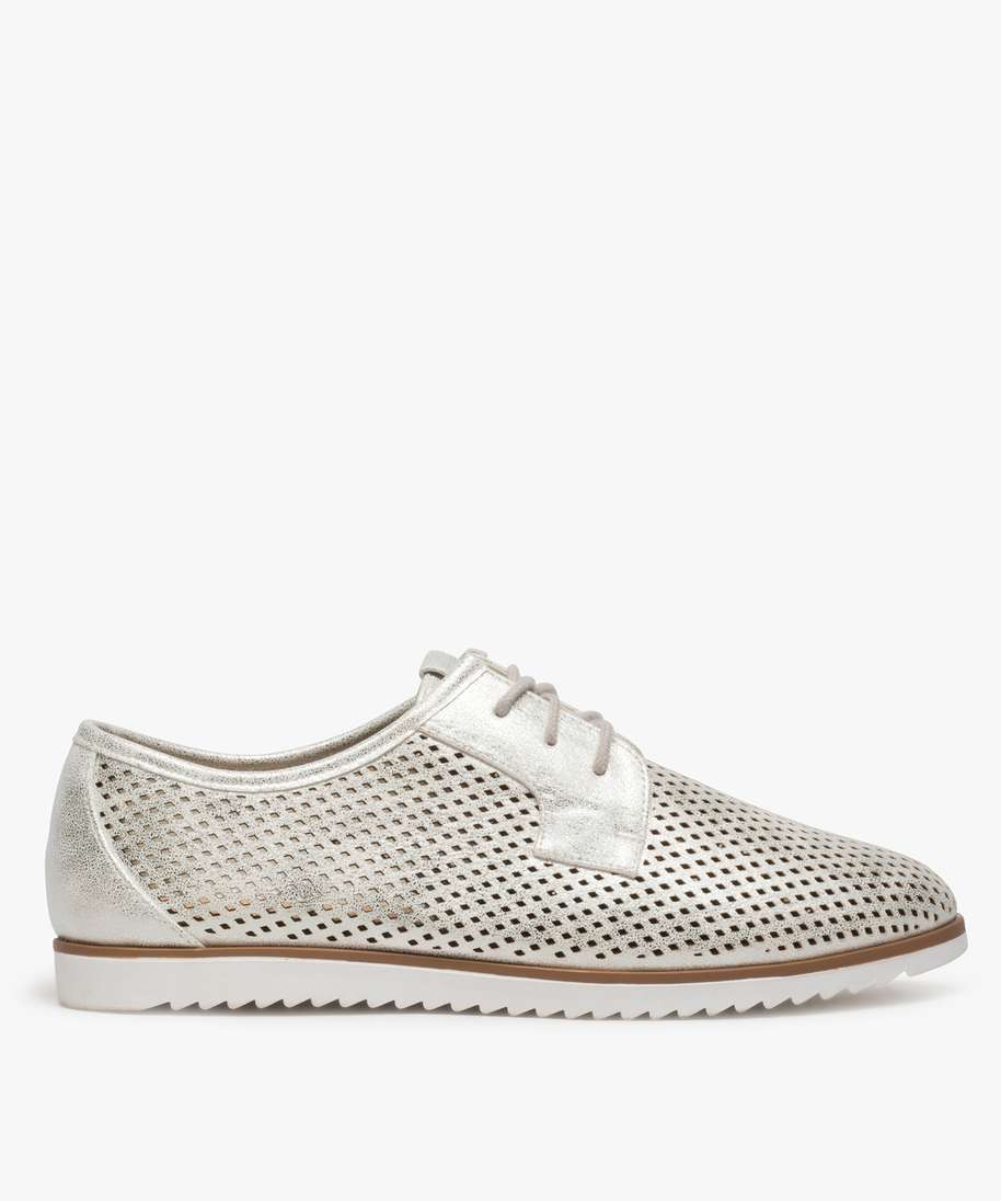 derbies femme perforees a paillettes gris derbies femme G MO