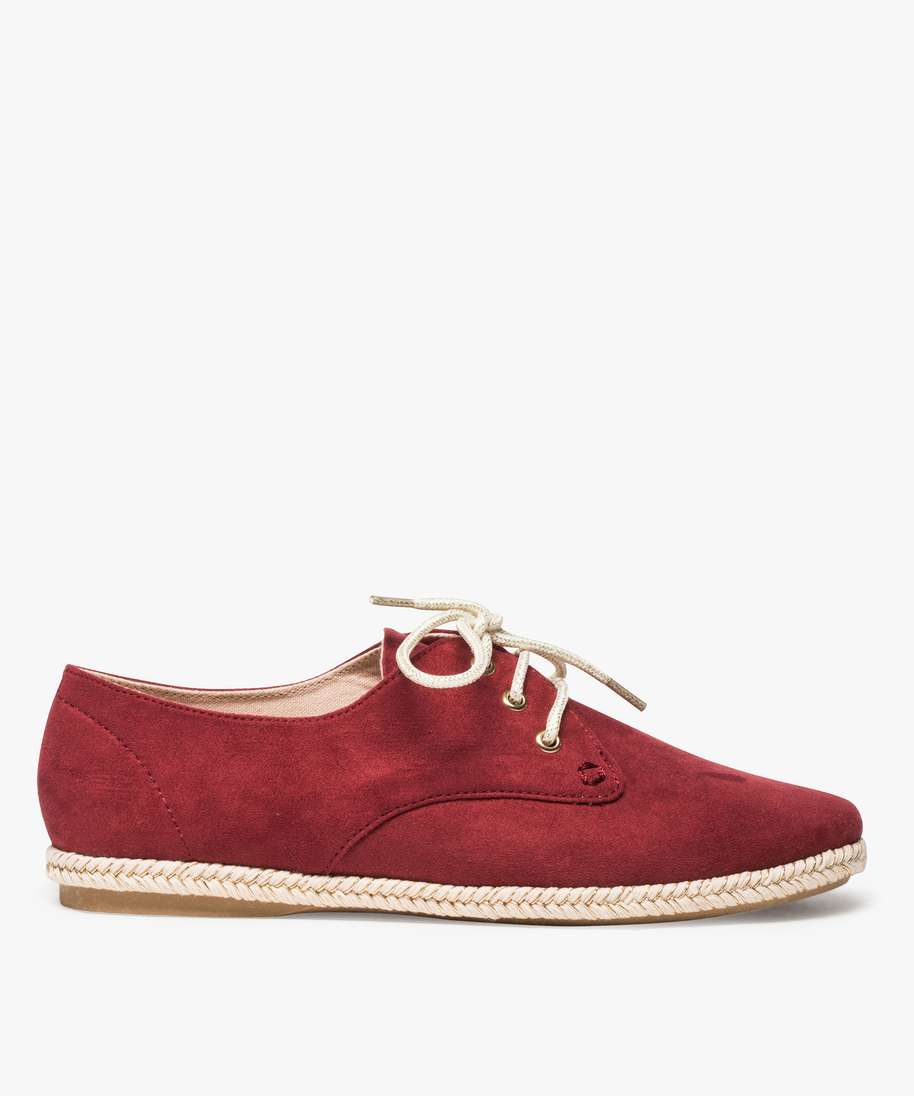Gemo Chaussures Derbies Femme A Semelle Ornee De Corde Tressee Rouge Derbies Femme Gemo