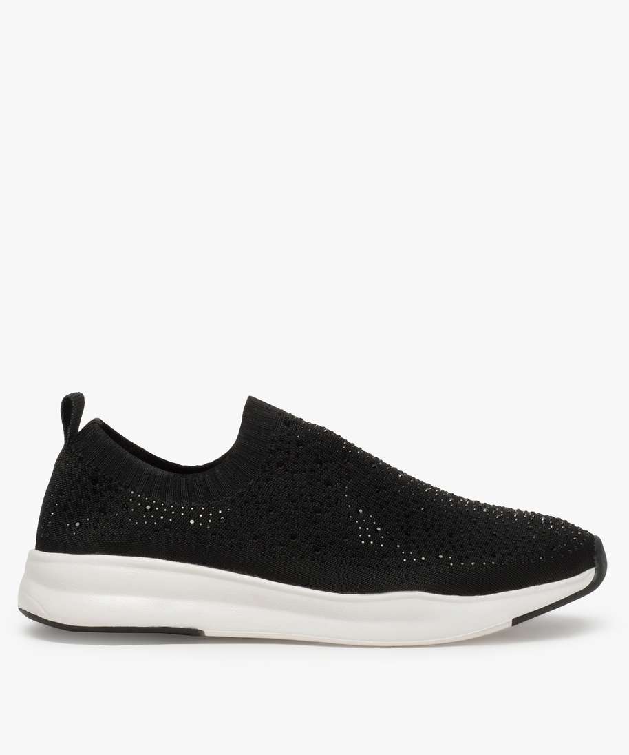 baskets femme sans lacets a strass noir baskets et tennis promos