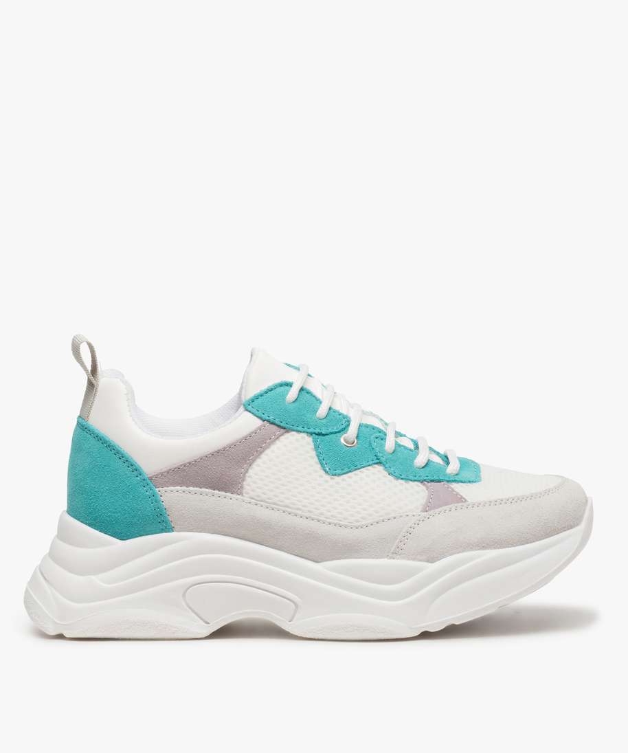 baskets femme a semelle epaisse facon dad shoes blanc baskets et