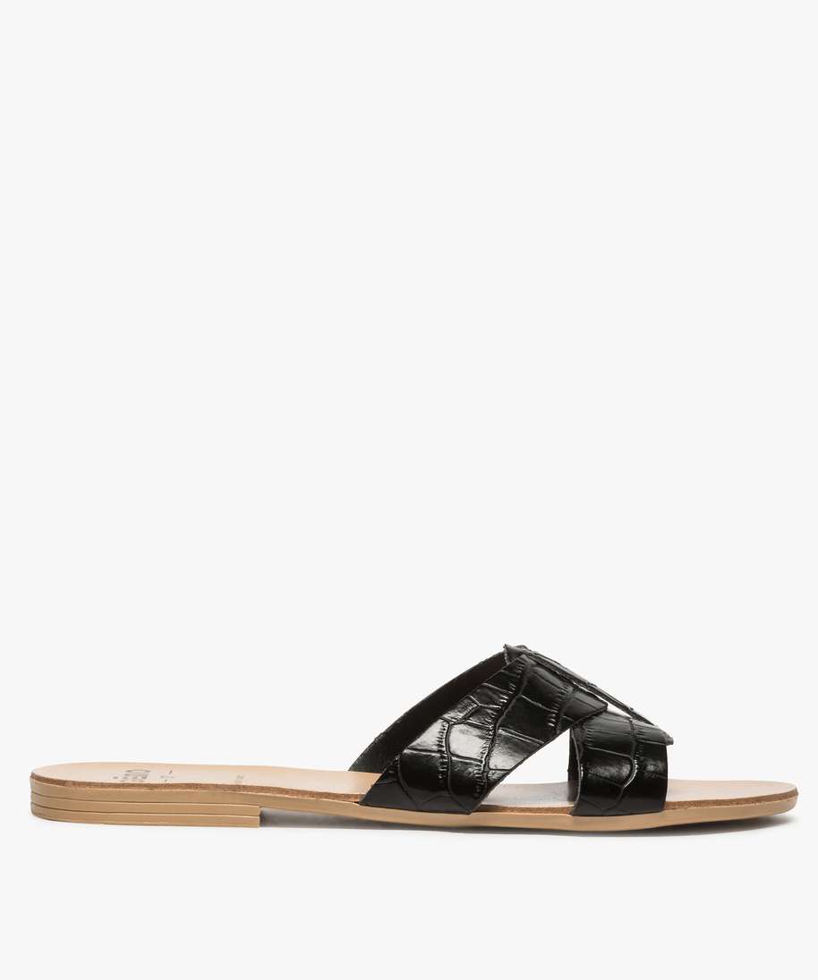 sandales femme mules plates a double bride noir sandales plates et