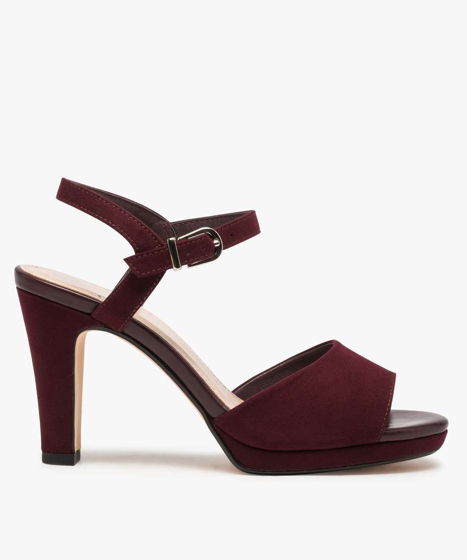 Gémo Chaussures Femmes En Solde Gemo chaussures sandales femme a talon haut en suedine unie rouge femme | GÉMO