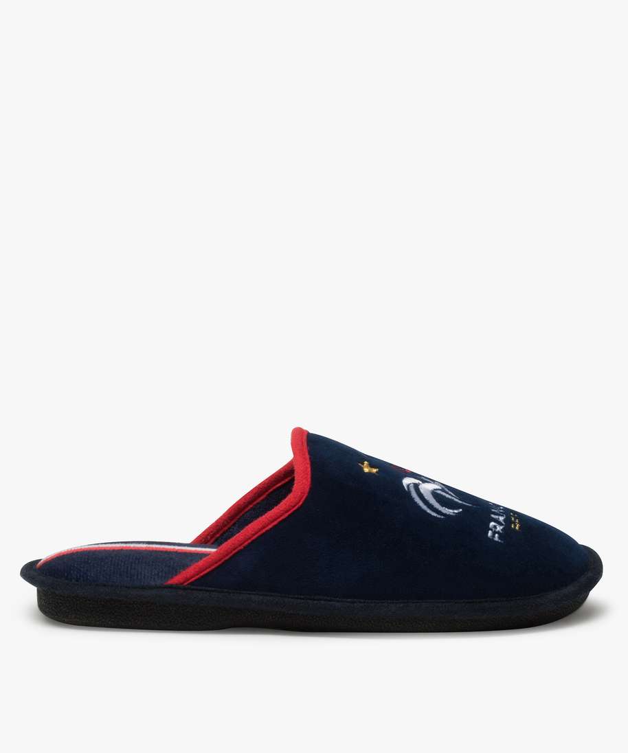 chaussons garcon mules brodees equipe de france de football bleu