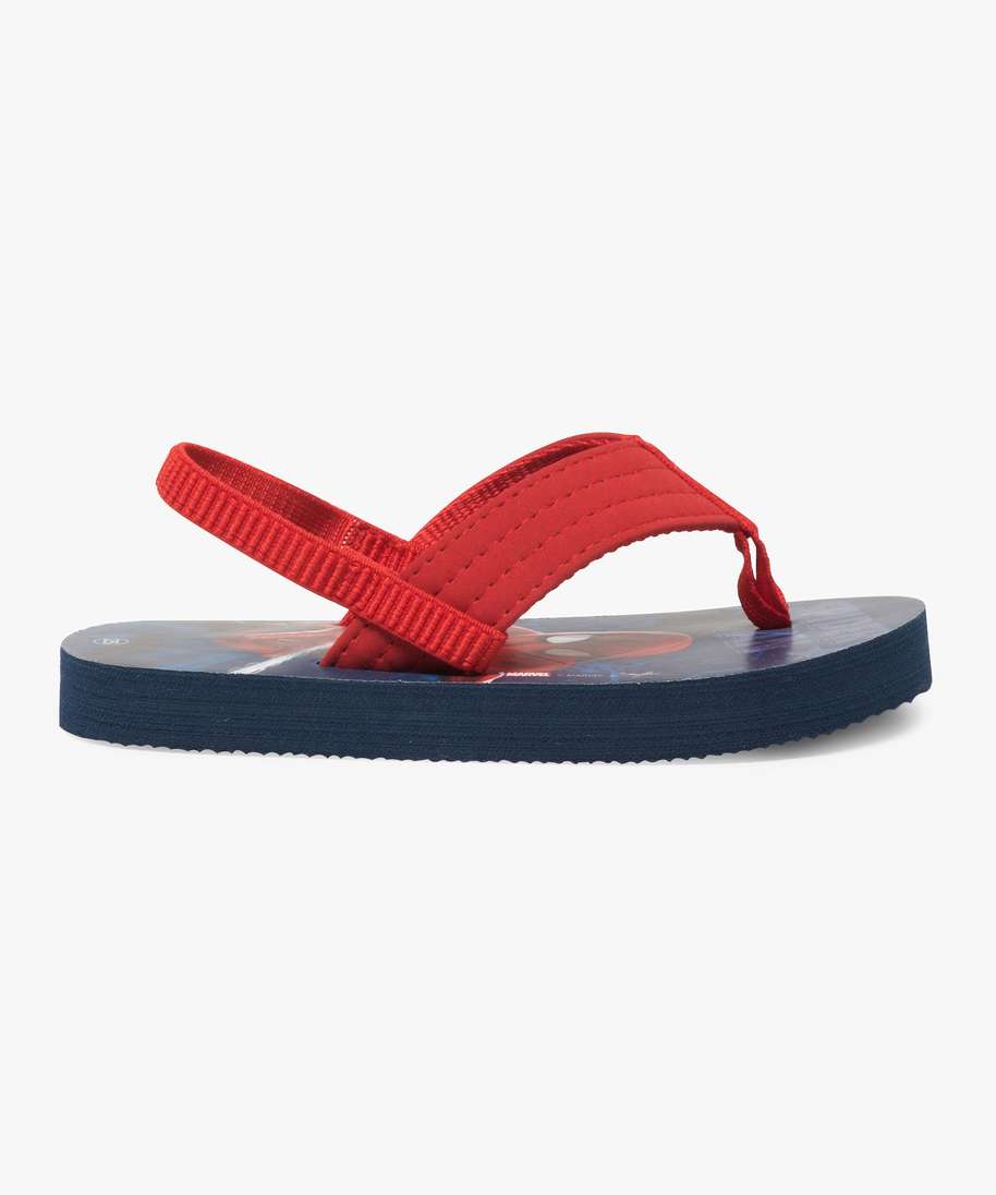 tongs garcon spiderman avec laniere elastique bleu tongs et plage