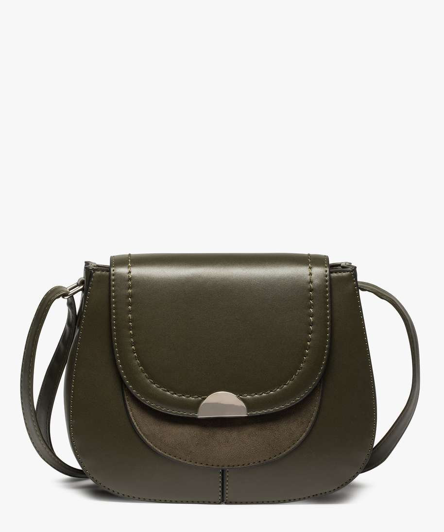 sac femme bi-matieres avec rabat noir sacs bandouliere - Main Image