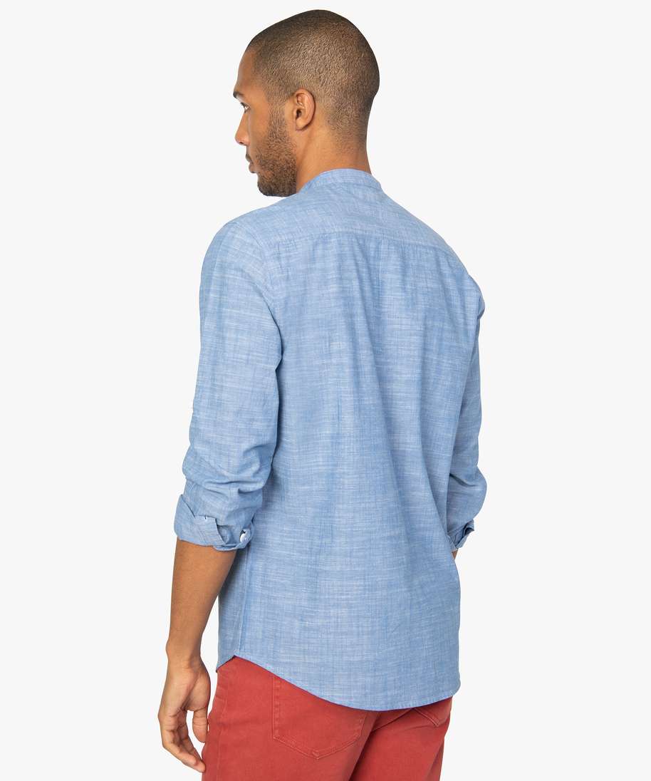 Chemise homme vintage St. Johns Bay bleu moyen boutonnée manches