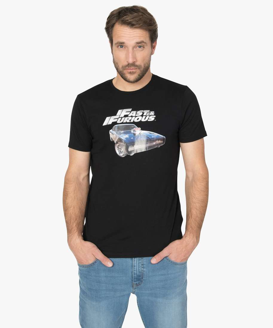 tee-shirt homme avec motif voiture - fast furious noir tee-shirts homme