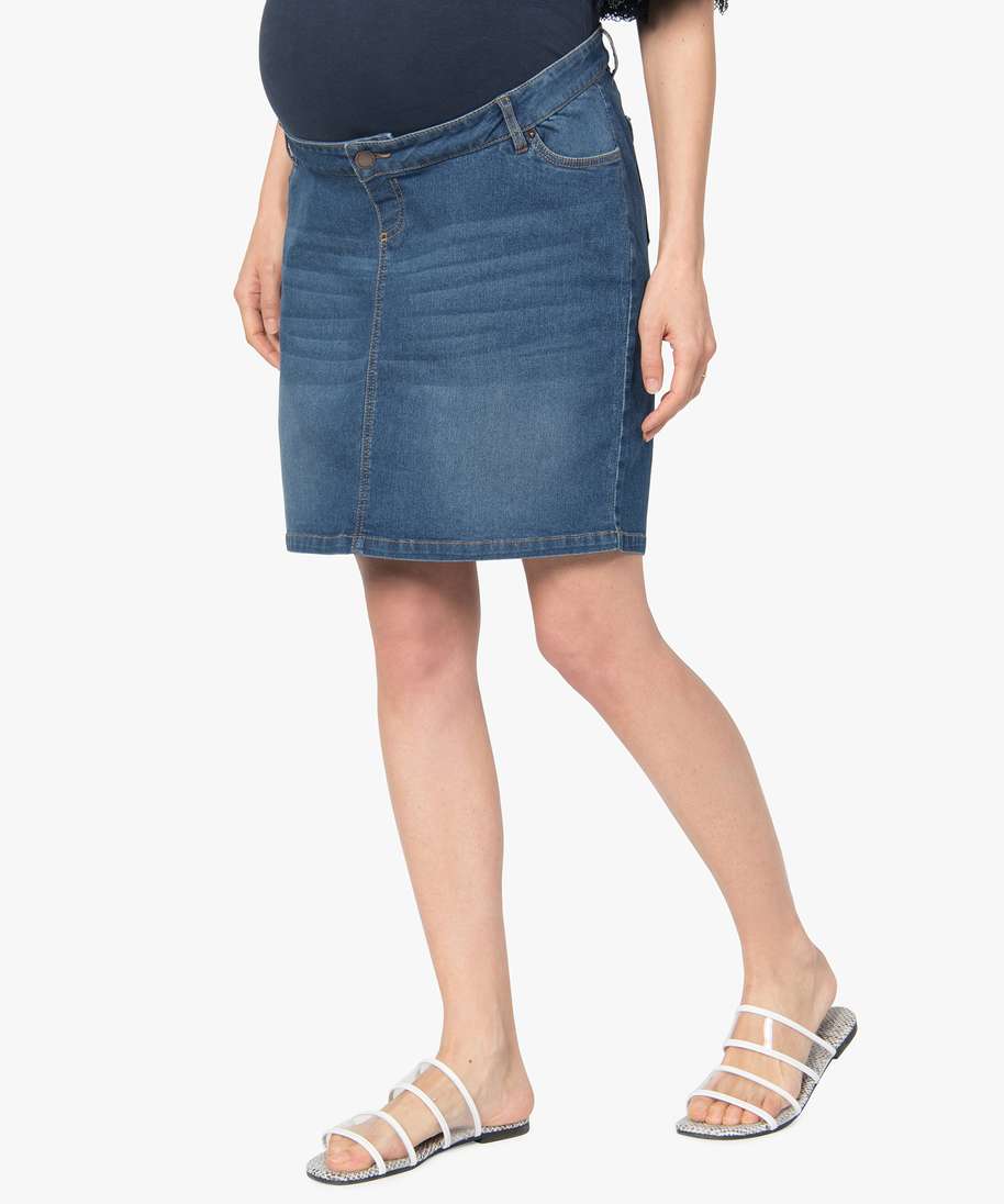 jupe de grossesse en jean coupe droite bleu jupes en jean femme | GÉMO
