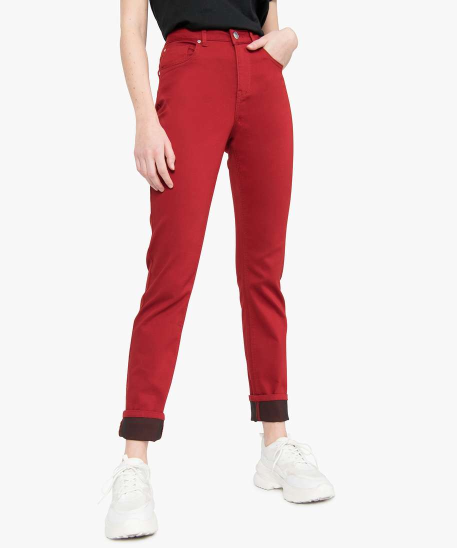 pantalon femme coupe regular en stretch rouge pantalons
