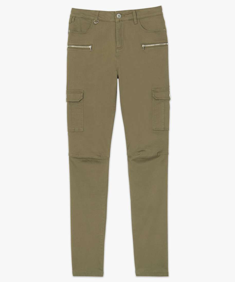 pantalon femme slim facon battle vert pantalons femme GEMO