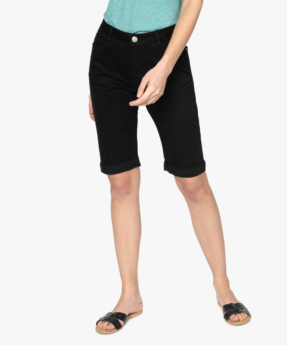 Gemo Fille Vêtements Pantalons & Jeans Pantalons courts Bermudas Bermuda fille extensible coupe slim avec revers et ceinture pailletée 